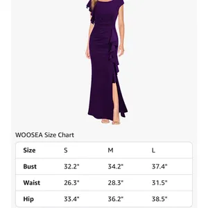 WOOSEA Purple Mermaid Ruffle Bodycon Evening Gown Split Maxi Dress Medium thumbnail 3