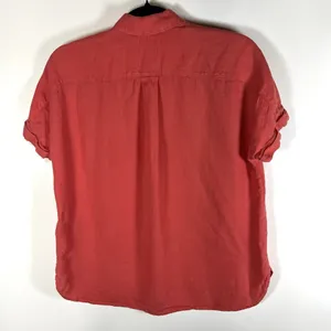 J‎ Crew Baird McNutt Top Size 0 Womens Red Short Sleeve Shirt Linen Button Beach thumbnail 9