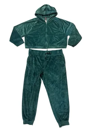 Victoria's Secret Green 2 Piece‎ Velour Tracksuit Outfit Y2K Inspired Size XXL thumbnail 1