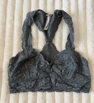 Free People Charcoal Lace Racerback Bralette thumbnail 1