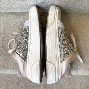 Pink Lily Silver Star Patch Glitter Platform Sneakers Silver Pink Womens Size‎ 8 thumbnail 4