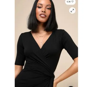 Lulus Forget Me Knot Black Midi Wrap Dress in Size M NWT! thumbnail 3