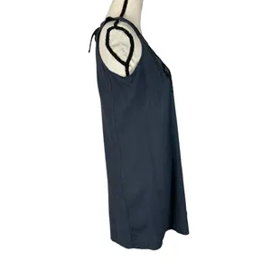 Miss Me Small Mini Dress Sleeveless Embroidered Keyhole Neck Lined Stretch Blue thumbnail 4
