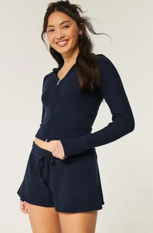 Gilly Hicks Navy Waffle Flutter Shorts thumbnail 1