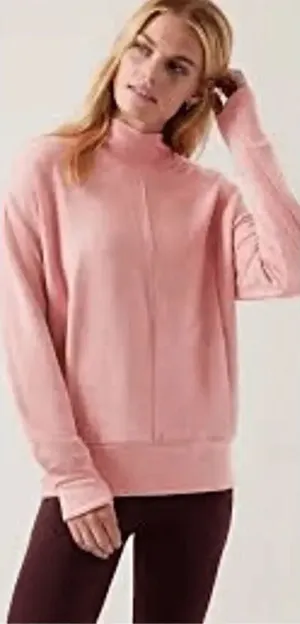 Athleta Apollo Mock Crewneck Sweatshirt Conch Pink Heather Size Small‎ thumbnail 1