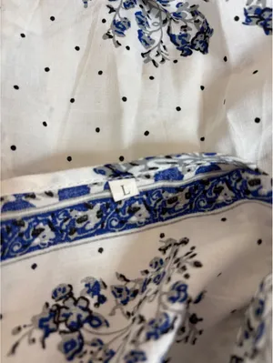 Women's White and Blue Floral Print Sleeveless Maxi Dress, Size Large thumbnail 5