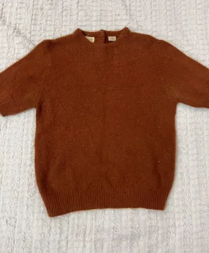 Cassidy Sweater Lambwool Angora Short Sleeve Brown Sz M thumbnail 4
