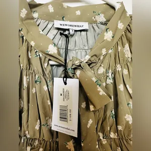 We Wore What NWT High Low Ruffle Floral Dress weworewhat Olive Size M $128 thumbnail 6