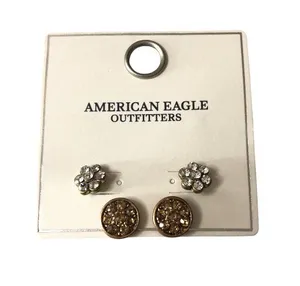 American Eagle Outfitters Stud Earrings Rhinestone Floral Textured Round Design thumbnail 1