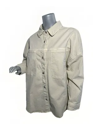Marine Layer Molly OversizedShirt Jacket Stone Beige Xsmall New Shacket $168 thumbnail 7