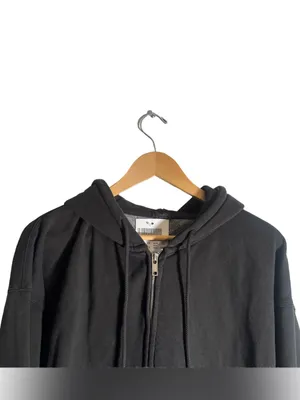 J. Galt Black Full Zip Hooded Sweatshirt Women's L/XL Oversized Casual Wear NWT thumbnail 3