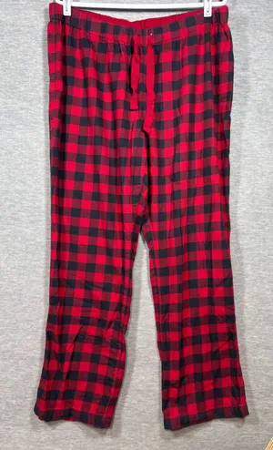 Lands End Pajama Pants Womens XL Buffalo‎ Check Flannel Red Black Cotton thumbnail 1