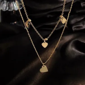 18K Gold Plated Layered Love Heart Pendant Necklace for Women thumbnail 1