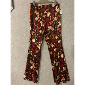 By Anthropologie Floral Flare Pants Womens‎ 8 NWT High Rise Wide Leg Satin Multi thumbnail 10