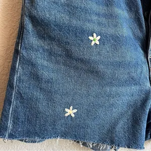 Levi’s Ribcage Medium Wash High Rise Embroidered Cutoff Denim Shorts thumbnail 4