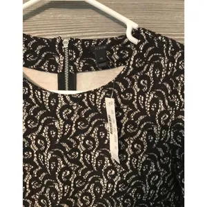J.crew‎ XS blouse white with black lace NWT thumbnail 2