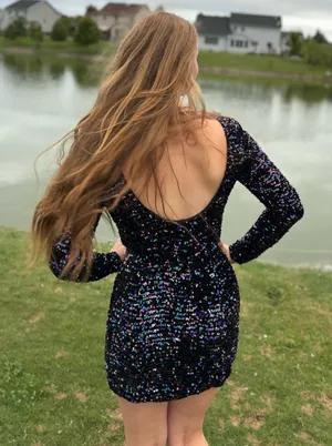 Long sleeve homecoming dress thumbnail 3