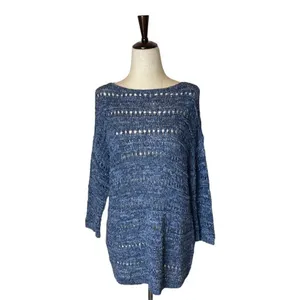 J.‎ Jill Pure Jill Blue Indigo Open Stitch Cotton Blend Pullover Sweater Size XS thumbnail 3