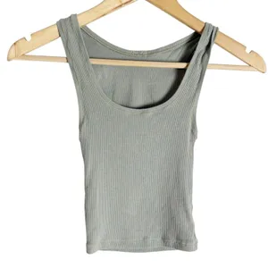 Skims Gray Cotton Ribbed Sleeveless Cropped Casual Tank Top Size XS thumbnail 1