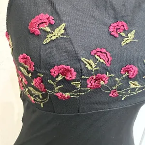 Vintage Monster Girl Medium Maxi Dress Black Rose Floral Mesh Overlay 90s Goth thumbnail 4