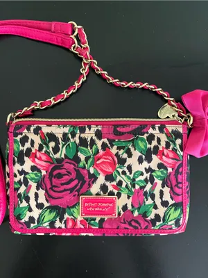 Betsey Johnson Y2K Hot Pink Floral & Leopard Crossbody with Bow thumbnail 3