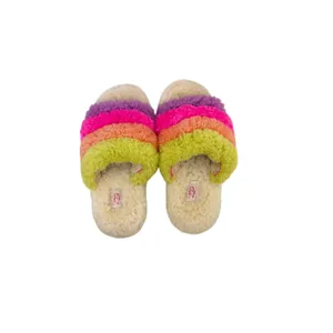 UGG Fluff Yeah Slide Cream Neon Rainbow Slip On Shoes Size Women's 6 thumbnail 3