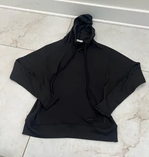 NEW ALALA Black Ribbed Hoodie Size Small thumbnail 1