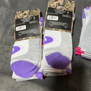 Mossy Oak‎ Ladies Crew Half Cushion Socks 6 Pairs Grey White Pink Purple 4-10 thumbnail 6