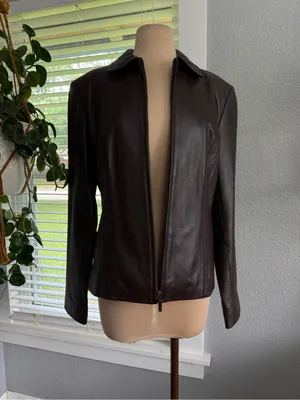 Croft & Barrow Lambskin Leather Zip Up Jacket Size Small thumbnail 2