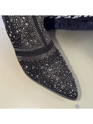 DADAWEN Black Rhinestone Western Ankle Boots Size 8 thumbnail 3