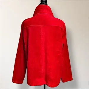 Dressbarn L Red Fleece Toggle Button Jacket Mock Neck Pockets‎ Cozy Outerwear thumbnail 5
