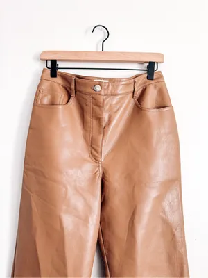 Aritzia Wilfred Melina Vegan Leather Pants Cognac Brown Size 10 thumbnail 2