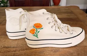 Platform White Converse with Flower Embroidery thumbnail 1