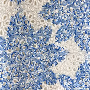Anthropologie Eva Franco Blue White Starflower Scalloped Lace Mini‎ Dress Size 2 thumbnail 5