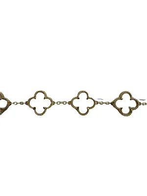(RB) Clover Four Leaf Gold Tone Mother of Pearl Bracelet Designer Inspired thumbnail 5
