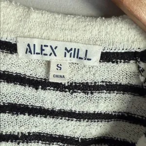 Alex Mill Clifford Sweater in a black and ivory striped Small thumbnail 7