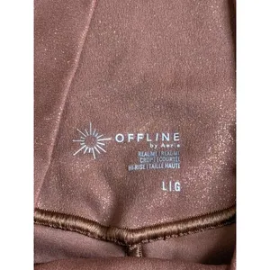 EUC Offline by Aerie brown shimmery sparkle CROP 14" inseam Bikers Shorts size L thumbnail 3