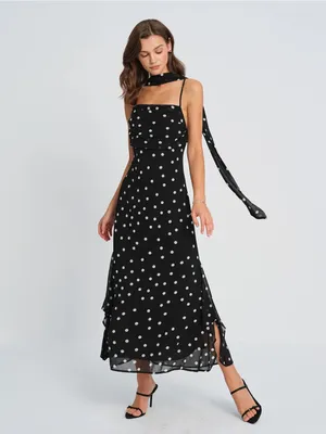 Rihoas Black Polka Dot Slip Maxi Dress thumbnail 4