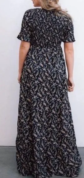 Baltic Born Lotta Black Floral Smocked Dress XS thumbnail 2