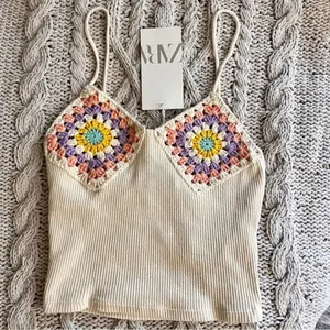 ZARA Crochet Crop Tank Top XS-S NWT‎ thumbnail 3