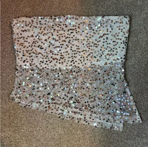 Hello Molly Silver Strapless Sequin Crop Top thumbnail 1