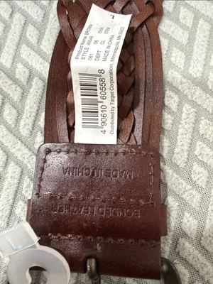 Merona Braided Leather Belt for Women in Dark Brown with Horseshoe Silver Buckle thumbnail 8