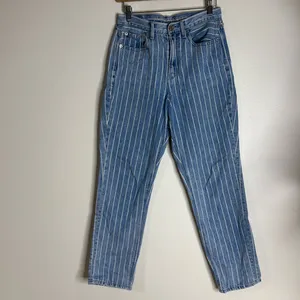 American eagle pin striped high rise mom‎ denim ankle jeans size 4 festival cute thumbnail 2