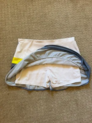Lucky in Love White, Yellow & Blue Ruffle Tennis Skort- Medium 8/10 thumbnail 3