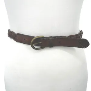 Abercrombie & Fitch Braided Belt Women XS/S Brown Leather Skinny Boho Western thumbnail 2