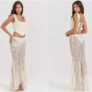 NWT House of CB 'Una' & 'THERESE' SET skirt corset in‎ VINTAGE CREAM LACE size S thumbnail 11