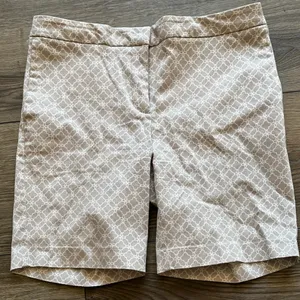Mario Serrani Italy Size 8 Comfort Stretch Chino‎ Shorts Tan Geometric Print thumbnail 1