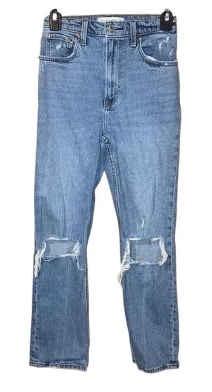 Abercrombie & Fitch Ankle Straight Ultra High Rise Distressed 00/24R #760 thumbnail 1