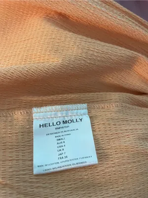 NWT Hello Molly LA DEVOTEE DRESS PEACH Puff-Sleeve Smocked Mini Small thumbnail 6