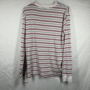 Pact Red Cream Organic Cotton Striped Long Sleeve Pajama Top‎ thumbnail 3